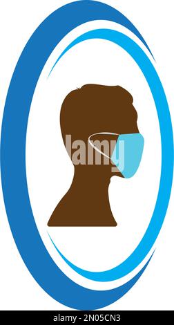 face illustration of a person using a health mask, vector Stock Vector