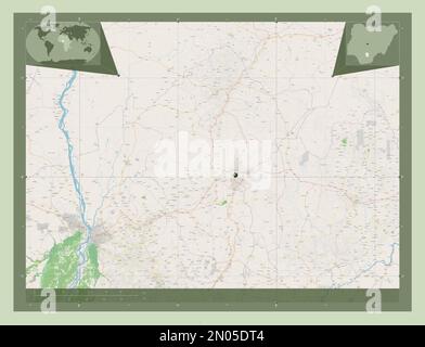 Enugu, state of Nigeria. Open Street Map. Corner auxiliary location maps Stock Photo