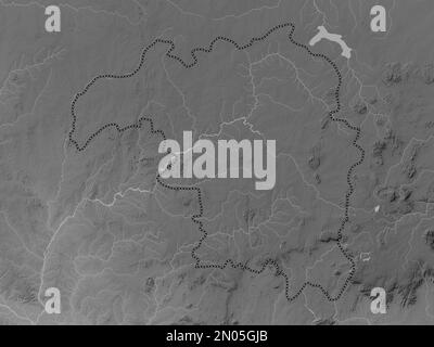 Kaduna, state of Nigeria. Grayscale elevation map with lakes and rivers Stock Photo