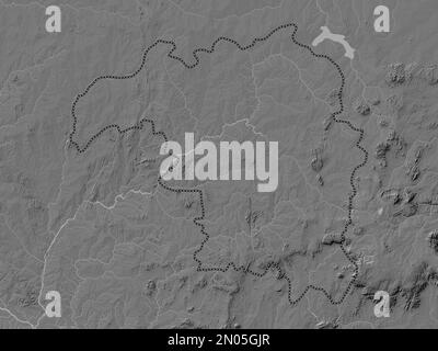 Kaduna, state of Nigeria. Bilevel elevation map with lakes and rivers Stock Photo