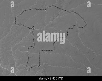 Sokoto, state of Nigeria. Grayscale elevation map with lakes and rivers Stock Photo