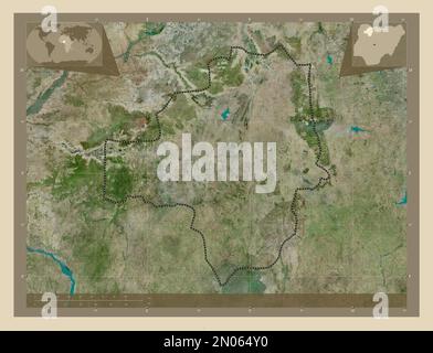 Zamfara, state of Nigeria. High resolution satellite map. Corner auxiliary location maps Stock Photo