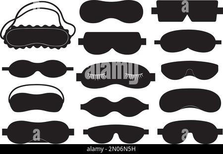 Set of different eye sleeping masks isolated on white Stock Vector