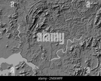 Kaesong, special administrative region of North Korea. Bilevel elevation map with lakes and rivers Stock Photo