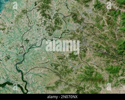 P'yongyang, special city of North Korea. High resolution satellite map Stock Photo