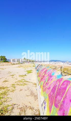 Clearing next to the beach of Sant Adriá del Besós, Barcelona, Catalunya, Spain, Europe Stock Photo