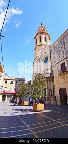 facade of the Church of San Salvador in El Vendrell, Tarragona, Catalonia, Spain, Europe Stock Photo