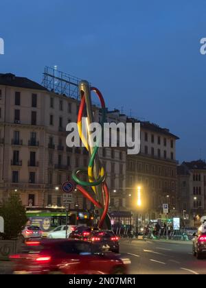 Milan Cadorna Station at dusk, from a distance, Milan, Italy Stock Photo