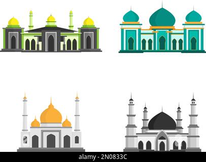 muslim mosque illustration arabic culture different vector design isolated white background Stock Vector