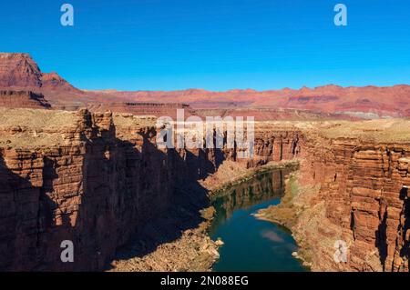 Colorado river running through Marble Canyon in northern Arizona near Navajo bridge, Southwestern USA Stock Photo