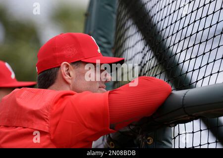 St. Louis Cardinals' outfielder Jim Edmonds played first base Sunday for  the injured Albert Pujols (not pictured). Edmonds calls for a pop up by the  Chicago Cubs' pinch hitter Phil Nevin to