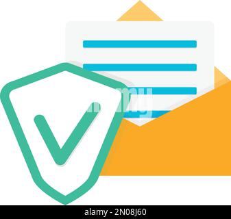 Icon of safety for email, protect and firewall, secure communication. Vector of safety firewall to internet connection and protection, security comput Stock Vector