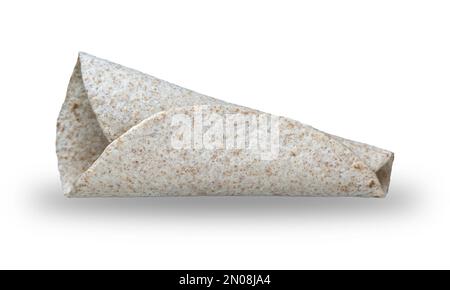 A folded wholegrain wrap isolated on a white background. Stock Photo