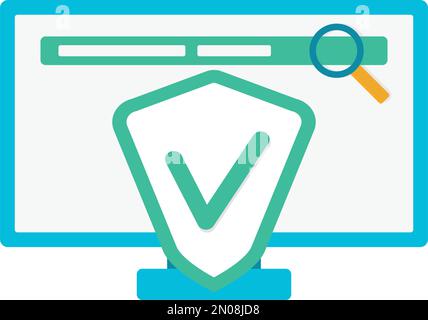 Safe searching, virtual private network icon, service for surfing protected. Vector illustration. Data secure, safety pc information, online protect c Stock Vector