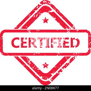Rubber stamp cerified, red color seal isolated. Vector of certified stamp, symbol seal and insignia illustration Stock Vector