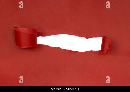 Red torn sheet of paper with whole space for text isolated Stock Photo