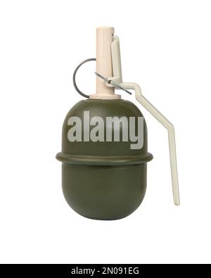 Toy grenade device with ring bomb isolated on the white background Stock Photo