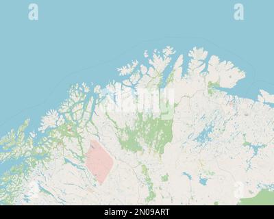 Troms og Finnmark, county of Norway. Open Street Map Stock Photo