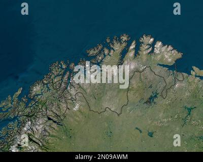 Troms og Finnmark, county of Norway. Low resolution satellite map Stock Photo