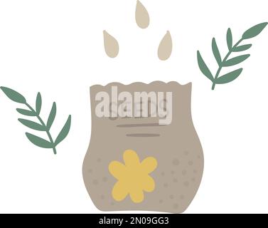 Vector pack with seeds. Package with grains isolated on white background. Flat spring garden illustration. Gardening icon Stock Vector