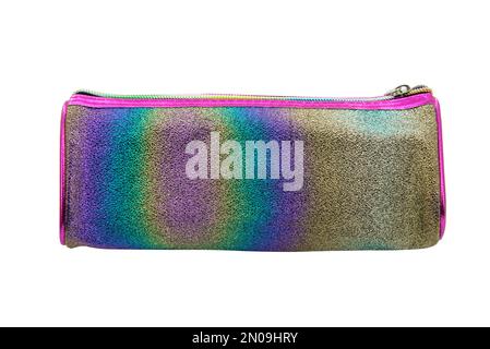 Cosmetic or pencil pen case container isolated on the white background Stock Photo