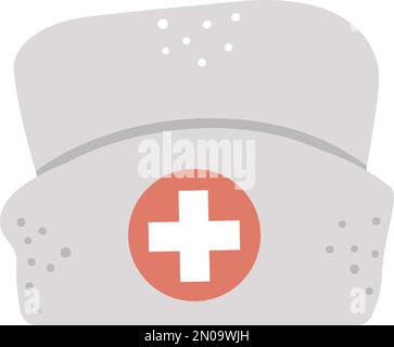 Vector flat medical hat icon. Medical equipment picture isolated on white background. Healthcare, research and laboratory concept. Health check or tre Stock Vector