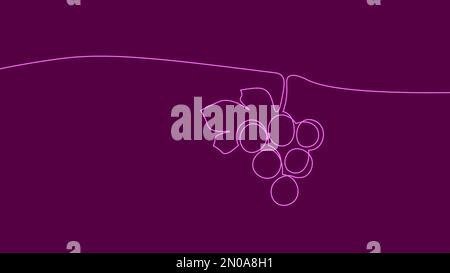 One line continuous grapes fresh fruit symbol concept. Silhouette of vegan organic healthy snack. Digital white single line sketch drawing vector Stock Vector