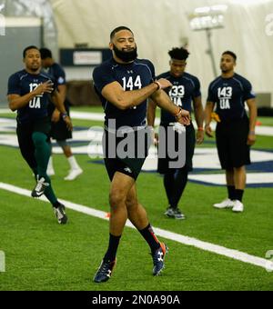 Lawyer Tillman, a running back from Auburn,. runs with the ball during a  regional NFL combine Saturday, Feb. 13, 2016, in Houston. (AP Photo/Bob  Levey Stock Photo - Alamy