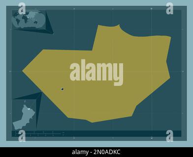 Al Batinah South, region of Oman. Solid color shape. Corner auxiliary location maps Stock Photo