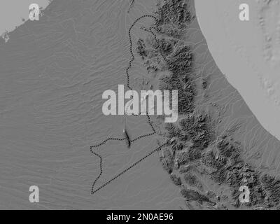 Al Buraymi, region of Oman. Bilevel elevation map with lakes and rivers Stock Photo