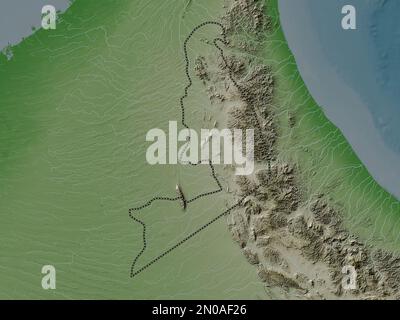 Al Buraymi, region of Oman. Elevation map colored in wiki style with lakes and rivers Stock Photo