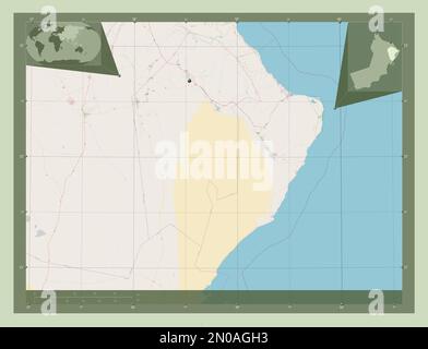 Ash Sharqiyah North, region of Oman. Open Street Map. Corner auxiliary location maps Stock Photo