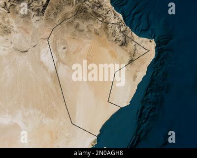 Ash Sharqiyah North, region of Oman. Low resolution satellite map Stock Photo