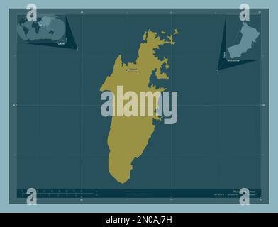 Muscat, province of Oman. Solid color shape. Locations and names of ...