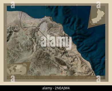 Muscat, province of Oman. High resolution satellite map. Corner ...