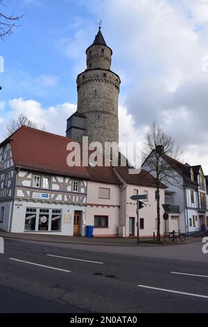 Hexenturm, city walls tower in Idstein Stock Photo