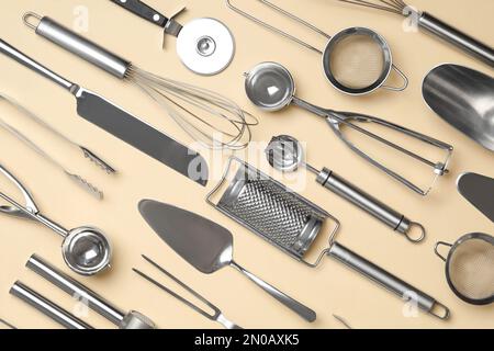 Kitchen Cabinets, Beige for Kitchen Utensils Stock Image - Image of order,  knife: 144607081