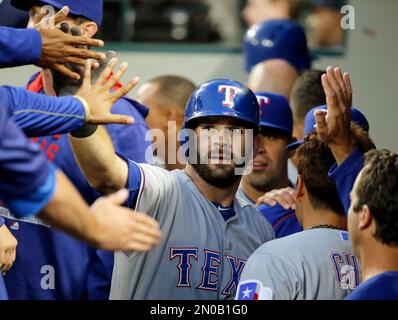 This is a 2015 photo of Mitch Moreland of the Texas Rangers baseball team.  This image reflects the Texas Rangers active roster as of Monday, March 2,  2015, when this image was