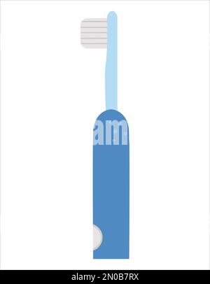 Electric toothbrush icon isolated on white background. Vector tooth care tool. Element for cleaning teeth. Dentistry equipment illustration. Blue toot Stock Vector