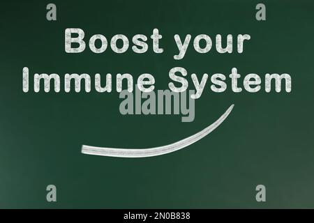 Phrase Boost Your Immune System on green chalkboard Stock Photo