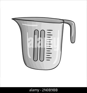 Vector colored measuring cup. Kitchen tool icon isolated on white background. Cartoon style cooking equipment. Crockery vector illustration Stock Vector