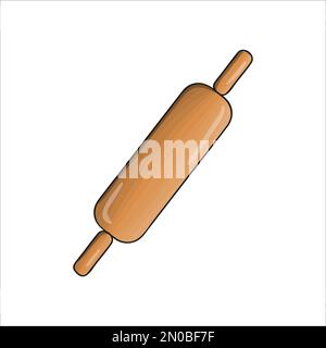 Vector colored rolling pin. Kitchen tool icon isolated on white background. Cartoon style cooking equipment. vector illustration Stock Vector