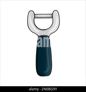 Vector colored vegetable peeler. Kitchen tool icon isolated on white background. Cartoon style cooking equipment. vector illustration Stock Vector