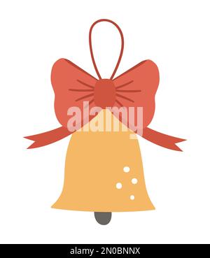 Vector bell icon. Back to school educational clipart. Cute flat style illustration. Learning, education, or Christmas concept Stock Vector