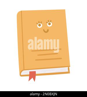 Vector kawaii book illustration. Back to school educational clipart. Cute flat style smiling character with eyes. Funny picture for kids Stock Vector