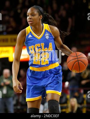 UCLA guard Kennedy Burke (22) steals the ball from Oklahoma State forward  Vivian Gray (12) in the first half during an NCAA college womens basketball  game, Sunday, Dec. 16, 2018, in Los