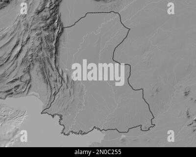 Sind, province of Pakistan. Bilevel elevation map with lakes and rivers Stock Photo