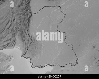 Sind, province of Pakistan. Grayscale elevation map with lakes and rivers Stock Photo