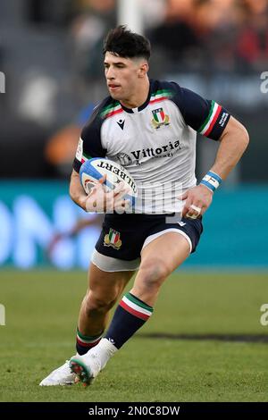 Rome, Italia. 05th Feb, 2023. Tommaso Menoncello of Italy during the Six Nations rugby match between Italy and France at Stadio Olimpico in Rome on February 5th, 2023. Photo Antonietta Baldassarre/Insidefoto Credit: Insidefoto di andrea staccioli/Alamy Live News Stock Photo