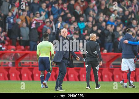 Steve Cooper manager of Nottingham Forest celebrates his teams win after the Premier League match Nottingham Forest vs Leeds United at City Ground, Nottingham, United Kingdom, 5th February 2023  (Photo by Gareth Evans/News Images) Stock Photo